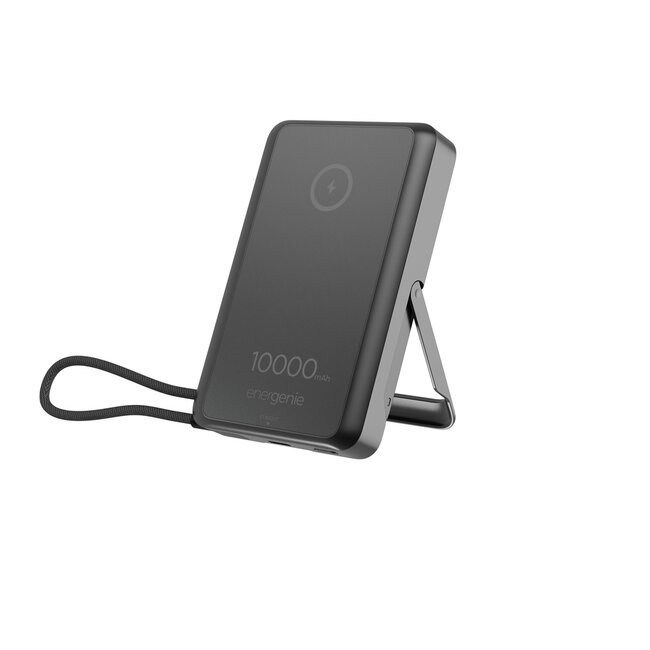 15 W magnetische draadloze powerbank met geÃ¯ntegreerde standaard, 10000 mAh, zwart