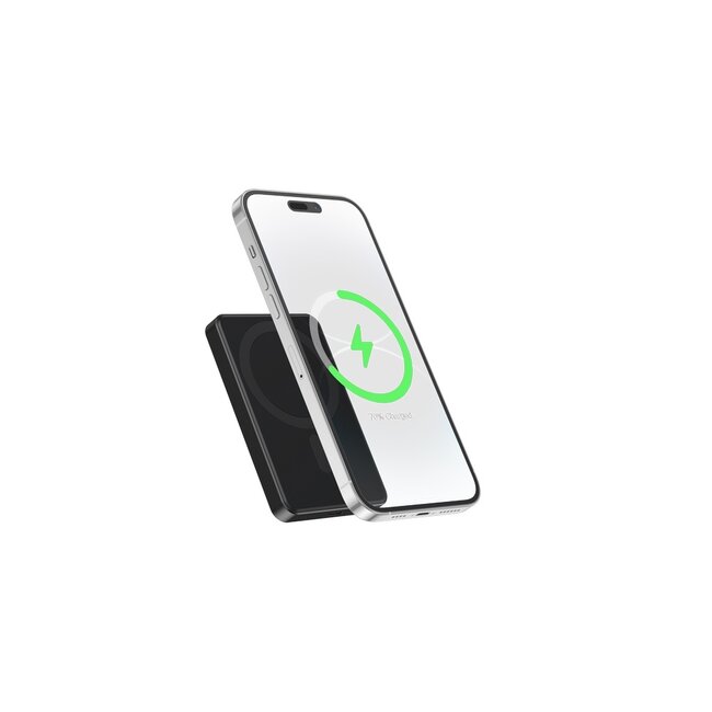 15 W magnetische draadloze powerbank, 5000 mAh, zwart