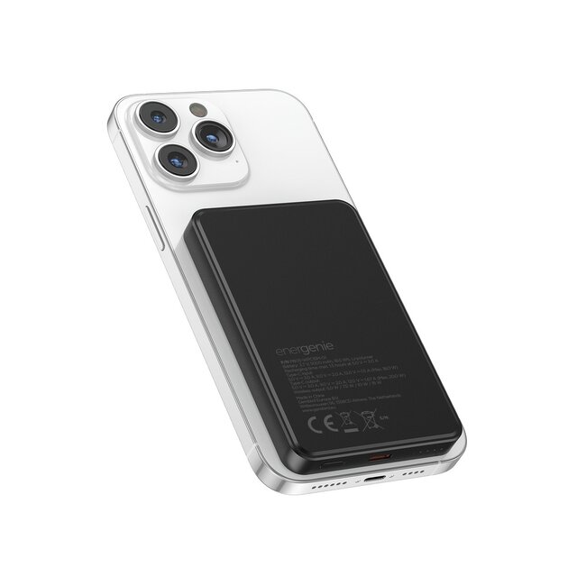 15 W magnetische draadloze powerbank, 5000 mAh, zwart