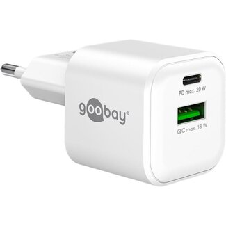 Goobay Goobay nano USB lader | USB-C PD + USB-A QC | GaN | 20W | wit