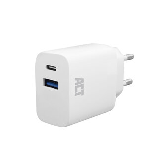 ACT ACT USB-C & USB-A lader 20W met Power Delivery PPS, Quick Charge, GaNFast