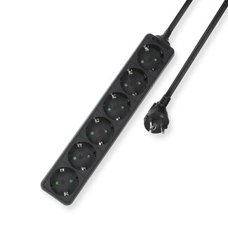 ACT ACT Stekkerdoos, 6 sockets, 3 m, zwart
