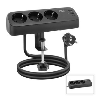 ACT ACT Stekkerdoos met 3 type-F stopcontacten, 30W Power Delivery, USB Type-C/A poorten, kabellengte 1,5 meter
