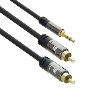 ACT ACT 1,5 meter High Quality audio aansluitkabel 1x 3,5mm stereo jack male - 2x tulp male, Zip Bag
