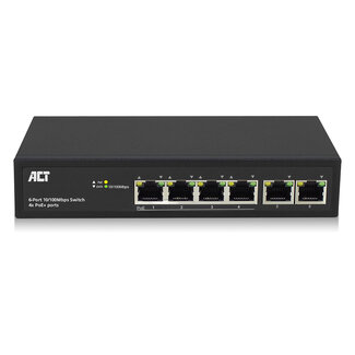ACT ACT 6 poorts, netwerkswitch, 10/100Mbps. 4x PoE+ (30W) poorten