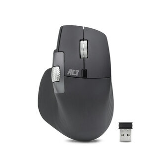 ACT ACT Draadloze multi-connect muis Bluetooth en USB ontvanger, oplaadbaar, 4800 DPI met stille klik, snel scrolwiel en duimscrolwiel, gemaakt van gerecyclede materialen