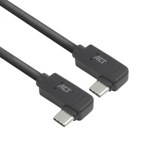 ACT ACT USB 3.0 10Gbps 60W USB Type-C® (haaks links/rechts) naar USB Type-C® (haaks links/rechts) kabel, 1 meter