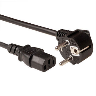 ACT ACT Netsnoer LSZH mains connector CEE 7/7 male (haaks) - C13 zwart 1 m