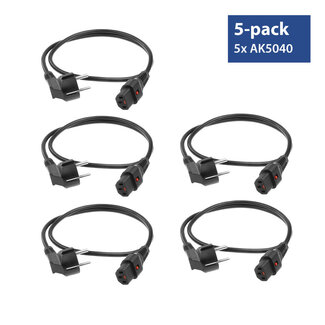 ACT ACT Netsnoer CEE 7/7 male (haaks) - C13 IEC Lock zwart 2 m, EL182S, 5-Pack