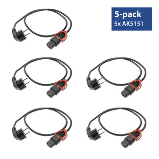 ACT ACT Netsnoer CEE 7/7 male (haaks) - C13 IEC Lock+ zwart 2 m, EL332S, 5-Pack