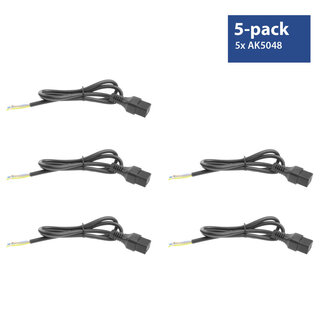 ACT ACT Netsnoer C19 IEC Lock - open einde zwart 2 m, PC1174, 5-Pack