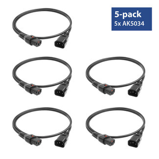 ACT ACT Netsnoer C13 IEC Lock - C14 zwart 2 m, PC1021, 5-Pack