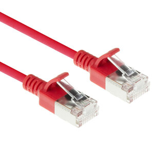 ACT ACT Rode 1 meter LSZH S/FTP CAT6A slimline patchkabel snagless met RJ45 connectoren