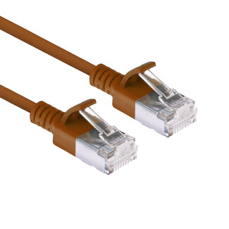 ACT ACT Bruine 2 meter LSZH U/FTP CAT6A datacenter slimline patchkabel snagless met RJ45 connectoren