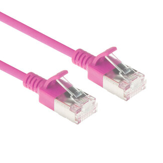 ACT ACT Roze 3 meter LSZH U/FTP CAT6A datacenter slimline patchkabel snagless met RJ45 connectoren