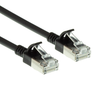 ACT ACT Zwarte 0,25 meter LSZH U/FTP CAT6A datacenter slimline patchkabel snagless met RJ45 connectoren