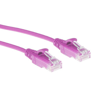 ACT ACT Roze 0,25 meter LSZH U/UTP CAT6 datacenter slimline patchkabel snagless met RJ45 connectoren