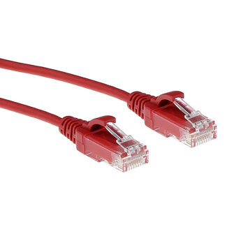 ACT ACT Rode 0.25 meter LSZH U/UTP CAT6 datacenter slimline patchkabel snagless met RJ45 connectoren