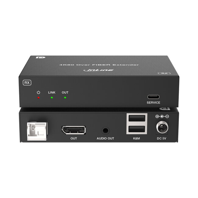 InLine® KVM Extender, DP 4K/60Hz, Fiber Singlemode, 10km, Set