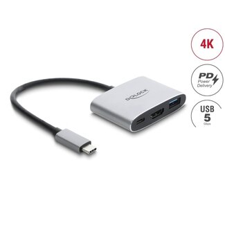 DeLOCK Delock USB Type-C™ Adapter to HDMI 4K 60 Hz with USB Type-A and USB Type-C™ PD 3.1 140 W
