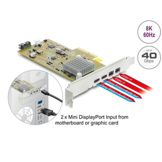 DeLOCK Delock PCI Express x4 Card to 2 x external USB Type-C™ 40 Gbps (DP Alt Mode) female – Low Profile Form Factor