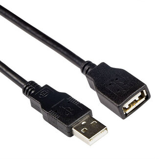 ACT ACT USB 2.0 A male - USB A female zwart  3,00 m