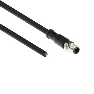 ACT ACT Industrial 5,00 meter Sensor kabel M8A 3-polig male naar open end, Ultraflex Xtreme TPE kabel, afgeschermd