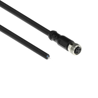 ACT ACT Industrial 5,00 meter Sensor kabel M8A 3-polig female naar open end, Ultraflex Xtreme TPE kabel, afgeschermd