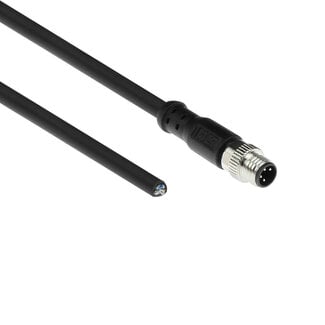 ACT ACT Industrial 5,00 meter Sensor kabel M8A 4-polig male naar open end, Ultraflex Xtreme TPE kabel, afgeschermd
