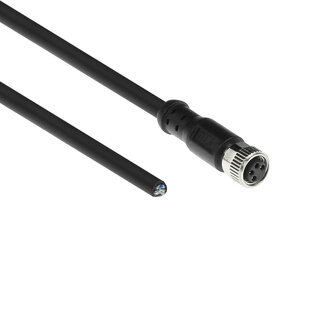ACT ACT Industrial 3,00 meter Sensor kabel M8A 4-polig female naar open end, Ultraflex Xtreme TPE kabel, afgeschermd