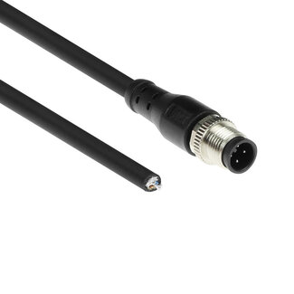 ACT ACT Industrial 3,00 meter Sensor kabel M12A 4-polig male naar open end Superflex Xtreme TPE kabel, afgeschermd