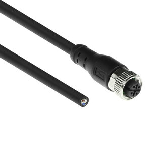 ACT ACT Industrial 3,00 meter Sensor kabel M12A 4-polig female naar open end Superflex Xtreme TPE kabel, afgeschermd
