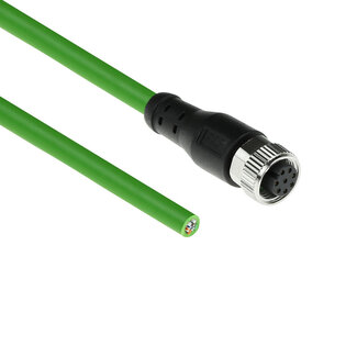 ACT ACT Industrial 1,50 meter Sensor kabel M12A 8-polig female naar open end, Ultraflex TPE kabel, afgeschermd