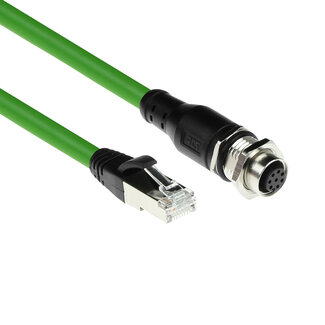 ACT ACT Industrial 1,50 meter Sensor kabel M12A 8-polig female naar RJ45 male, Ultraflex SF/UTP TPE kabel, afgeschermd