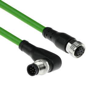 ACT ACT Industrial 1,50 meter Sensor kabel M12A 8-polig male right angled naar M12A female, Ultraflex TPE kabel, afgeschermd