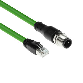 ACT ACT Industrial 5,00 meter Sensor kabel M12D 4-polig male right angled naar RJ45 male, Superflex Xtreme TPE kabel, afgeschermd