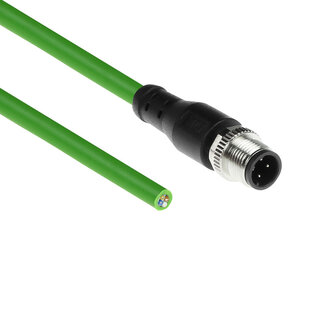 ACT ACT Industrial 5,00 meter Sensor kabel M12D 4-polig male naar open end, Superflex Xtreme TPE kabel, afgeschermd