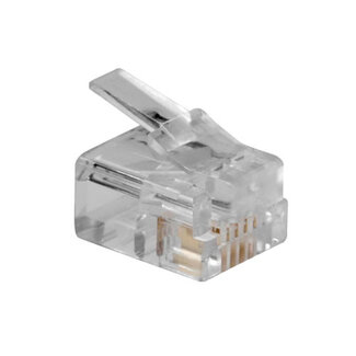 ACT ACT RJ11 (6P/4C)  modulaire connector voor ronde kabel met massieve aders