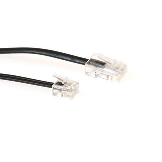 ACT ACT Zwarte 1 meter platte telefoonkabel met RJ11 en RJ45 connectoren