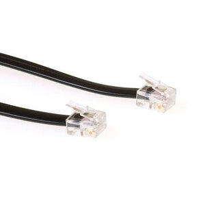 ACT ACT Zwarte 5 meter platte telefoonkabel met RJ12 connectoren