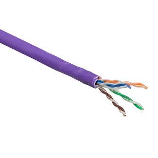 ACT ACT Cat 6 U/UTP massieve installatiekabel zonder adersplitter, LSZH, CPR euroclass DCA, 24AWG, violet 305m