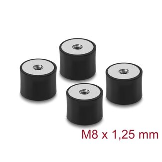DeLOCK Delock Vibration Damper M8 x 1.25 mm D 40 x H 30 mm with 2 x internal thread 4 pieces black