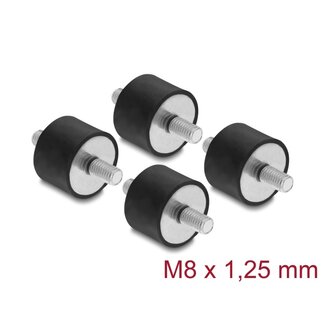DeLOCK Delock Vibrationsdämpfer M8 x 1,25 mm D 30 x H 20 mm mit 2 x Außengewinde 4 Stück schwarz