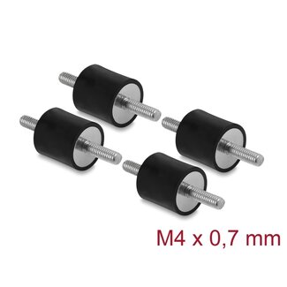 DeLOCK Delock Vibrationsdämpfer M4 x 0,7 mm D 15 x H 15 mm mit 2 x Außengewinde 4 Stück schwarz