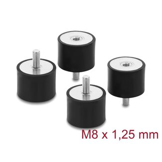 DeLOCK Delock Vibration Damper M8 x 1.25 mm D 40 x H 30 mm with internal and external thread 4 pieces black