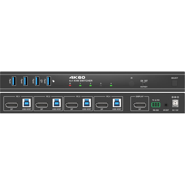 InLine® KVM Switch, 4x1, DP 4K/60Hz, USB 3.2 Hub