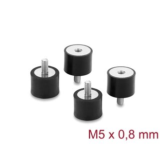 DeLOCK Delock Vibration Damper M5 x 0.8 mm D 20 x H 15 mm with internal and external thread 4 pieces black