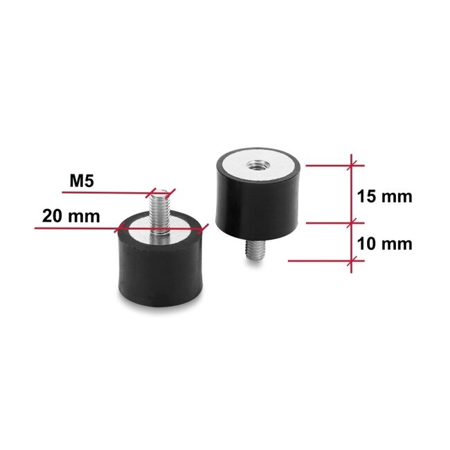 Delock Vibration Damper M5 x 0.8 mm D 20 x H 15 mm with internal and external thread 4 pieces black