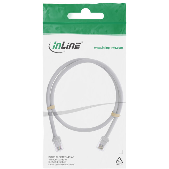InLine® Modular ronde kabel RJ12, stekker/stekker, 6-aderig, 6P6C, 0,5m
