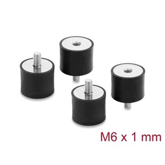 DeLOCK Delock Vibration Damper M6 x 1 mm D 25 x H 20 mm with internal and external thread 4 pieces black
